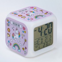 Часы - будильник электронные детские "Единорог" настольные, с подсветкой, 8 х 8 см, ААА: 