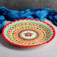 Тарелка Риштанская Керамика "Кора Калам",  27 см, разноцветная: 