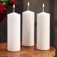 Набор свечей цилиндров, 5х15 см, 3 шт, белая: 