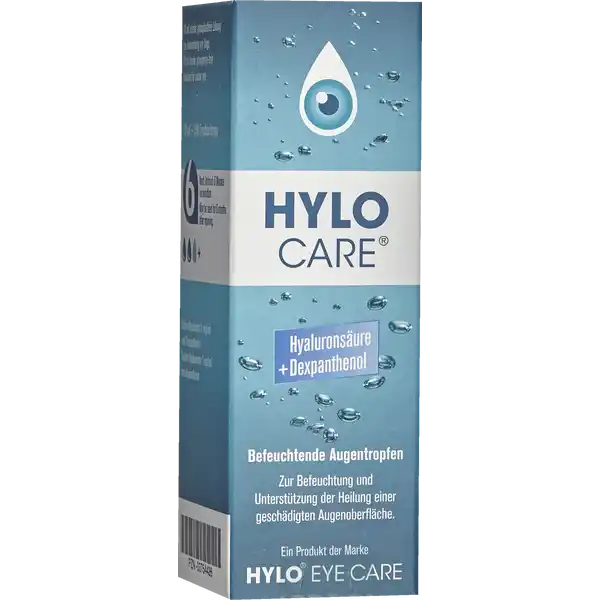 HYLO CARE befeuchtende Augentropfen: Цвет: https://www.rossmann.de/de/gesundheit-hylo-care-befeuchtende-augentropfen/p/2050000000072
Produktbeschreibung und details  Medizinprodukt  Hyaluronsure  Dexpanthenol zur Befeuchtung und Untersttzung der Heilung einer geschdigten Augenoberflche ohne Konservierungsmittel mit Kontaktlinsen vertrglich Kontaktdaten URSAPHARM Arzneimittel GmbH Industriestrae D Saarbrcken Gebrauch Aufbewahrung und Verwendung Aufbewahrungs und Verwendungsbedingungen Nicht ber  C lagern Nach Anbruch  Monate verwendbar Inhaltsstoffe Natriumhyluronat  mgml und Dexpanthenol Warnhinweise und wichtige Hinweise Warnhinweise  ml sterile phosphatfreie Lsung zur Anwendung am Auge