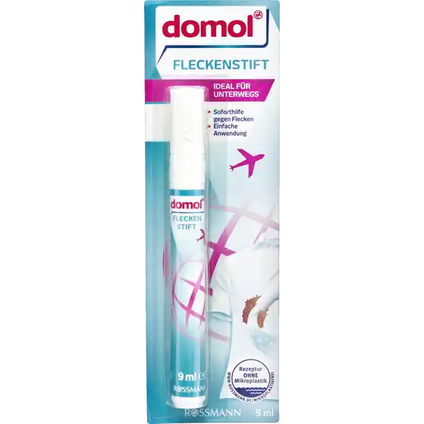 domol Fleckenstift: Цвет: https://www.rossmann.de/de/haushalt-domol-fleckenstift/p/4305615064741
Produktbeschreibung und details Freuen Sie sich auf eine schnelle und gezielte Fleckentfernung  mit dem domol Fleckenstift AntiFleckenFormel wirkt gegen viele frische Flecken wie Kaffee Tee Fruchtsaft Soen und Speisereste Farb und gewebeschonend ideal fr unterwegs Soforthilfe gegen Flecken einfache Anwendung Kontaktdaten Dirk Rossmann GmbH Isernhgener Strae   Burgwedel wwwrossmannde   UrsprungslandHerkunftsort Hergestellt in Deutschland Testurteile Qualittssiegel ampamp Verbandszeichen Anwendung und Gebrauch berprfen Sie vor jeder Anwendung Ihr Textil an verdeckter Stelle auf Farbechtheit  Abwaschen Oberflchliche Verschmutzung mit einem Tuch entfernen  Drcken Stiftspitze mehrmals auf den Fleck drcken bis ausreichend Flssigkeit austritt  Reiben Mit der Stiftspitze leicht ber den Fleck reiben bis er entfernt ist Spitze nach der Anwendung abwischen  Abtupfen berschssige Flssigkeit mit einem feuchten Tuch vollstndig austupfen Inhaltsstoffe   anionische Tenside Unter   nichtionische Tenside und Bleichmittel auf Sauerstoffbasis Methylisothiazolinone Benzisothiazolinone Warnhinweise und wichtige Hinweise Warnhinweise ACHTUNG Verursacht schwere Augenreizung Darf nicht in die Hnde von Kindern gelangen BEI KONTAKT MIT DEN AUGEN Einige Minuten lang behutsam mit Wasser splen Eventuell vorhandene Kontaktlinsen nach Mglichkeit entfernen Weiter splen Bei anhaltender Augenreizung rztlichen Rat einholen rztliche Hilfe hinzuziehen Nicht geeignet fr Seide und chemisch zu reinigende Textilien Behandelte Kleidung nicht bermigem Sonnenlicht aussetzen Bedingt geeignet bei Tinten Kuli und starken Farbflecken Pflegehinweise beachten Die Verpackung bitte aufbewahren Detergenzienblatt Detergenzienblatt Laden Sie das Dokument zum Produkt als PDF herunter