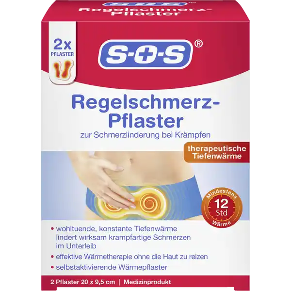 SOS Regelschmerz-Pflaster: Цвет: https://www.rossmann.de/de/gesundheit-sos-regelschmerz-pflaster/p/4036581530199
Produktbeschreibung und details SOS RegelschmerzPflaster lindern mit ihrer angenehmen und gut vertrglichen Wrme krampfartige Regelschmerzen Die in den Pflastern enthaltene Mischung aus Aktivkohle und Eisenpulver erwrmt sich bei Kontakt mit Sauerstoff und spendet mindestens  Stunden lang wohltuende sanfte natrliche und gleichmige Wrme Nach der Anwendung lassen sich die Pflaster leicht wieder von der Kleidung abziehen Inhalt  Pflaster  x  cm selbstaktivierende Wrmepflaster ohne die Haut zu reizen Kontaktdaten Districon GmbH BessieColemanStrae  D Frankfurt wwwsosde Anwendung und Gebrauch Das Sachet mit der Hand ffnen nicht einschneiden und das RegelschmerzPflaster entnehmen Die Schutzfolie von der Rckseite des RegelschmerzPflasters abziehen und das Pflaster von auen auf die Kleidung oder Unterwsche ber die schmerzende Stelle aufkleben Nach dem Gebrauch das RegelschmerzPflaster langsam abziehen Entsorgung Im normalen Hausmll entsorgen das Wrmepflaster darf nicht verbrannt werden Gebrauch Aufbewahrung und Verwendung Aufbewahrungs und Verwendungsbedingungen Auerhalb der Reichweite von Kindern und Haustieren aufbewahren An einem khlen trockenen Ort und vor direktem Sonnenlicht geschtzt lagern Bis zu dem Sachet angegebenen Verfallsdatum aufbrauchen Inhaltsstoffe Eisen Aktivkohle Wasser Warnhinweise und wichtige Hinweise Warnhinweise Die Inhaltsstoffe knnen schdlich sein wenn sie verschluckt werden oder in direkten Kontakt mit der Haut oder den Augen gelangen Beim Verschlucken der Inhaltsstoffe den Mund mit Wasser aussplen Bei direktem Kontakt der Inhaltsstoffe mit der Haut oder den Augen sofort mit Wasser ab bzw aussplen In beiden Fllen sollte unverzglich rztlicher Rat eingeholt werden Bei falscher Anwendung kann das RegelschmerzPflaster auch bei niedriger Temperatur zu Brandwunden fhren Beachten Sie daher vor der Anwendung die Anwendungshinweise und bewahren Sie den Beipackzettel zum spteren Nachlesen auf berwachen Sie den Anwendungsbereich regelmig Damit kein Risiko einer Bildung von Brandwunden entsteht Das RegelschmerzPflaster niemals direkt auf die Haut sondern immer von auen auf Unterwsche oder Kleidung aufbringen Ermglichen Sie die Luftzirkulation ber dem RegelschmerzPflaster und wenden Sie keinen Druck an beispielsweise indem Sie auf dem Pflaster liegen oder einen engen Grtel enge Kleidung ber dem Pflaster tragen Verwenden Sie das RegelschmerzPflaster nicht auf sehr dnnem Stoff zB Strumpfhosen oder Spitzenunterwsche bei denen die Haut in direkten Kontakt mit dem Pflaster kommen knnte Falls das RegelschmerzPflaster unangenehm hei wird oder sich ein Hautausschlag bildet ist die Anwendung sofort zu beenden Die Anwendung des RegelschmerzPflasters sollte bei Personen die das Produkt nicht selbststndig entfernen knnen wie beispielsweise krperbehinderte Personen nur mit einer sorgfltigen berwachung erfolgen Nicht lnger als  Stunden innerhalb eines Zeitraums von  Stunden an der gleichen Stelle anwenden Das RegelschmerzPflaster ist ausschlielich im Bereich des Unterleibs und im unteren Rckenbereich anzuwenden und nur zur uerlichen Anwendung vorgesehen Bei anhaltenden oder sich verschlechternden Symptomen suchen Sie einen Arzt auf Konformittserklrung Konformittserklrung Laden Sie das Dokument zum Produkt als PDF herunter