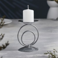 Подсвечник "Закат" металл на одну свечу, 8,3х11 см, серебро: 