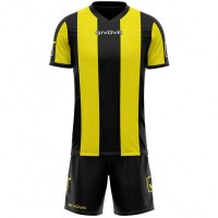 Givova Football Kit Jersey with Shorts Kit Catalano yellow / black: Цвет: Brand: Givova Material: 100% polyester Brand logo above the chest area, on both sleeves, on the right leg and on both sides of the pants ripped V-neck elastic, ribbed cuffs Mesh inserts ensure better ventilation elastic waistband with drawstring without mesh lining Short sleeve comfortable to wear NEW, with label &amp; original packaging
https://www.sportspar.com/givova-football-kit-jersey-with-shorts-kit-catalano-yellow/black