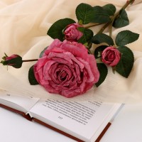 Цветы искусственные "Роза изыск" 10х64 см, пепельно-розовый: 