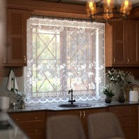 Штора на кухню без шторной ленты, 200х165 см, цвет белый, 100% полиэстер: 