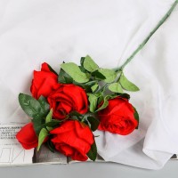 Цветы искусственные "Роза Триза" d-7 см 50 см, красный: 