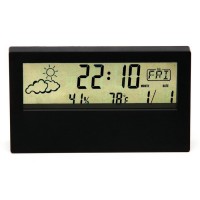 Часы - будильник электронные настольные: термометр, календарь, гигрометр, 13.3 х 7.4 см: 