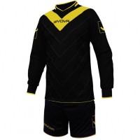 Givova Football Kit Keeper's Jersey with Short Kit Sanchez black / yellow: Цвет: Brand: Givova Material: 100% polyester Brand logo processed under the neckline, both sleeves and both trouser legs V-neck breathable material Integrated protective pads in the elbow and hip areas elastic cuffs, trouser leg cuffs and hem Comfortable fit pleasant wearing comfort NEW, with label &amp; original packaging
https://www.sportspar.com/givova-football-kit-keeper-s-jersey-with-short-kit-sanchez-black/yellow