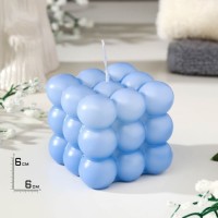 Свеча фигурная "Бабл куб", 6 см, голубая: 