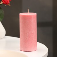 Свеча-цилиндр гладкая, 5х10 см, розовая, 6 ч: 