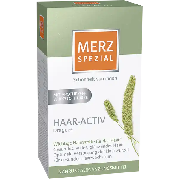 Merz Spezial Haar-Activ Dragees: Цвет: Produktbeschreibung und details wichtige Nhrstoffe fr das Haar gesundes volles glnzendes Haar optimale Versorgung der Haarwurzel fr gesundes Haarwachstum Merz Spezial HaarActiv  Fr gesunde Haardichte und volles glnzendes Haar bis zur Wurzel Nur gesundes Haar ist schnes Haar Stress einseitige Ernhrung oder Diten knnen die optimale Nhrstoffversorgung beeinflussen Mgliche Folgen dnnes sprdes glanzloses Haar bis hin zu Haarausfall Fr Haare voller Spannkraft und Glanz Merz Spezial HaarActiv enthlt Kupfer welches besonders wertvoll fr die Pigmentierung der Haare ist und zu einem schnen Glanz beitrgt Biotin und Zink untersttzen die normale Spannkraft der Haare Gesunde Kopfhaut und antioxidativer Schutz uere Einflsse knnen die Haare strapazieren Vitamin C und Riboflavin Vitamin B tragen zum Schutz der Zellen vor freien Radikalen oxidativem Stress bei und untersttzen so die Funktion der Haarwurzel Niacin trgt zur Erhaltung normaler Haut bei und untersttzt somit auch eine gesunde Kopfhaut Lebensmittelunternehmer Name Merz Consumer Care GmbH Adresse D Frankfurt UrsprungslandHerkunftsort Made in Germany Rechtlich vorgeschriebene Produktbezeichnung Nahrungsergnzungsmittel mit Vitaminen LCystein Kupfer und Zink Zutaten Saccharose LAKTOSE  Trennmittel Talkum Fllstoff mikrokristalline Cellulose wssriger Auszug aus Hirse  LCysteinHydrochlorid  Farbstoff Titandioxid Fllstoff Gummi arabicum Ascorbinsure Vitamin C  Nicotinamid Niacin  Emulgator Mono und Diglyceride von Speisefettsuren Trennmittel Magnesiumoxid CalciumDPantothenat  Polyvinylpyrrolidon Zinkoxid  Maltodextrin berzugsmittel Schellack Strke Trennmittel Magnesiumsalze der Speisefettsuren Glukosesirup Pyridoxinhydrochlorid Vitamin B  ThiaminMononitrat Vitamin B  Riboflavin Vitamin B  Trennmittel Siliciumdioxid Kupfersulfat  Farbstoff Eisenoxid gelb Pteroylmonoglutaminsure Folsure  Emulgator Polysorbat  berzugsmittel Bienenwachs wei Carnaubawachs Farbstoff Eisenoxid rot Biotin  Cyanocobalamin Vitamin B  Nhrwerte Durchschnittliche Nhrwertangaben pro  Portion NRV Zink  mg   Kupfer  g   Vitamin C  mg   Vitamin B Thiamin  mg   Vitamin B Riboflavin  mg   Niacin  mg   Vitamin B  mg   Folsure  g   Vitamin B  g   Biotin  g   Pantothensure  mg   Anwendung und Gebrauch x tglich  Dragees mit etwas Flssigkeit schlucken Es empfiehlt sich Merz Spezial HaarActiv ber einen Zeitraum von mindestens  Wochen anzuwenden Gebrauch Aufbewahrung und Verwendung Aufbewahrungs und Verwendungsbedingungen Fr kleine Kinder unzugnglich aufbewahren Nicht ber  C trocken und lichtgeschtzt lagern Warnhinweise und wichtige Hinweise Warnhinweise Die empfohlene tgliche Verzehrsmenge darf nicht berschritten werden Nahrungsergnzungsmittel sind kein Ersatz fr eine abwechslungsreiche und ausgewogene Ernhrung die zusammen mit einer gesunden Lebensweise von Bedeutung ist
https://www.rossmann.de/de/gesundheit-merz-spezial-haar-activ-dragees/p/4008491128407