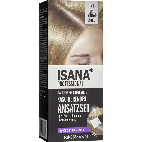 ISANA PROFESSIONAL Kaschierendes Ansatzset Hell- bis Mittelblond: Цвет: Produktbeschreibung und details Das kaschierende Ansatzset ist die ideale und unkomplizierte Lsung fr die Beseitigung von nachgewachsenen Anstzen zwischen zwei Colorationen Fr intensive Farbtne  Colorieren mit weniger Haarbelastung Die hochwertige FarbpflegeKur mit Keratin und BioArganl schtzt und pflegt das Haar und verwhnt Ihr Haar mit einem fruchtigen Duft dauerhafte Coloration perfekte schonende Grauabdeckung Ergebnis in  Minuten schonend zum Haar mit FarbpflegeKur Kontaktdaten Dirk Rossmann GmbH Isernhgener Strae   Burgwedel wwwrossmannde UrsprungslandHerkunftsort Deutschland Anwendung und Gebrauch Mischen mit dem Pinsel auf die trockenen Haaranstze auftragen nach  Min Einwirkzeit aussplen  fertig Gebrauch Aufbewahrung und Verwendung Aufbewahrungs und Verwendungsbedingungen Vor starker Lichteinwirkung schtzen und khl lagern Inhaltsstoffe Ansatzset Creme Coloration Aqua Cetearyl Alcohol Sodium Laureth Sulfate Laureth Glyceryl Stearate SE Ammonia Sodium Sulfate Decyltetradecanol Sodium Sulfite Toluene Diamine Sulfate Parfum Ascorbic Acid Resorcinol Cera Alba Disodium EDTA Methylresorcinol mAminophenol FarbentwicklerEmulsion Aqua Hydrogen Peroxide Cetearyl Alcohol Decyltetradecanol Sodium Lauryl Sulfate Salicylic Acid Phosphoric Acid Disodium Phosphate Etidronic Acid FarbpflegeKur Aqua Cetearyl Alcohol Distearoylethyl Hidroxyethylmonium Methosulfate Isopropyl Miristate Behentrimonium Chloride Cetrimonium Chloride Phenoxyethanol Panthenol Glycerin Quatemium Hydrolyzed Keratin Parfum Argania Spinosa Kernel Oil Dimethicone Isopropyl Alcohol Tocopherol Propylene Glycol Citric Acid Potassium Sorbate Warnhinweise und wichtige Hinweise Warnhinweise Enthlt Ammoniak Phenylendiamine Toluylendiamine Resorcin und Wasserstoffperoxid Haarfrbemittel knnen schwere allergische Reaktionen hervorrufen Bitte folgende Hinweise lesen und beachten Temporre Ttowierungen mit schwarzem Henna knnen das Allergierisiko erhhen Frben Sie Ihr Haar nicht wenn Sie einen Ausschlag im Gesicht haben oder wenn Ihre Kopfhaut empfindlich gereizt oder verletzt ist wenn Sie schon einmal nach dem Frben Ihrer Haare eine Reaktion festgestellt haben wenn eine temporre Ttowierung mit schwarzem Henna bei Ihnen schon einmal eine Reaktion verursacht hat Bitte konsultieren Sie in diesen Fllen einen Hautarzt bevor Sie eine Haarcoloration anwenden Nicht zur Frbung von Wimpern und Augenbrauen verwenden Das Nichtbeachten dieses Hinweises kann zum Erblinden fhren Nicht zur Frbung des Bartes und nicht fr eine andere Anwendung als zur Frbung der Kopfhaare anwenden Kontakt mit den Augen vermeiden Sofort Augen splen falls das Erzeugnis mit den Augen in Berhrung gekommen ist Nach Anwendung die Haare gut splen Geeignete Handschuhe tragen Nicht anwenden wenn Ihr Haar mit Henna oder Metallsalzen gefrbt ist oder mit einem Produkt behandelt wurde das schrittweise zur Naturhaarfarbe zurckfhrt Gebrauchsanweisung beachten Fhren Sie  Stunden vor jeder Anwendung einer Haarcoloration einen Hautvertrglichkeitstest durch siehe Gebrauchsanweisung auch dann wenn Sie zuvor bereits ein Colorationsprodukt dieser oder einer anderen Marke verwendet haben Daher denken Sie bitte daran das Produkt  Stunden vor der Anwendung zu kaufen Dieses Produkt ist nicht fr Personen unter  Jahren bestimmt Darf nicht in die Hnde von Kindern gelangen
https://www.rossmann.de/de/pflege-und-duft-isana-professional-kaschierendes-ansatzset-hell--bis-mittelblond/p/4305615466354