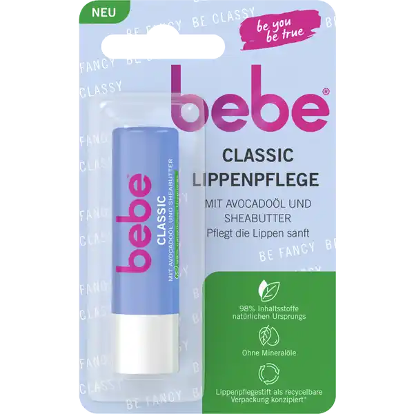 bebe Lippenpflege Classic: Цвет: Produktbeschreibung und details Die bebe Classic Lippenpflege mit Avocadol und Sheabutter pflegt deine Lippen sanft und hinterlsst ein sprbar weiches Hautgefhl Mit  Inhaltsstoffen natrlichen Ursprungs schtzt die Formel die Lippen vor dem Austrocknen und sorgt so fr geschmeidige Lippen ab der ersten Anwendung mit Avocadol und Sheabutter pflegt die Lippen sanft farblos Vertrglichkeit dermatologisch besttigt Kontaktdaten Johnson ampamp Johnson SBF  Val de Reuil France wwwbebede UrsprungslandHerkunftsort Frankreich Testurteile Qualittssiegel ampamp Verbandszeichen Anwendung und Gebrauch Lippenpflege tglich bei Bedarf auf die Lippen auftragen Inhaltsstoffe CaprylicCapric Triglyceride Butyrospermum Parkii Butter Synthetic Beeswax Olus Oil Glyceryl Behenate Hydrogenated Vegetable oil Copernicia Cerifera Cera Tocopheryl Acetate Persea Gratissima Oil Candelilla Cera Vanillin
https://www.rossmann.de/de/pflege-und-duft-bebe-lippenpflege-classic/p/3574661664866