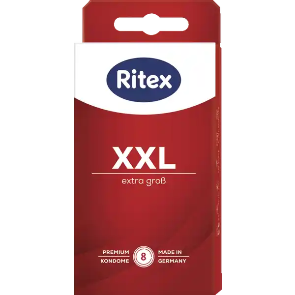 Ritex XXL Kondome: Цвет: Produktbeschreibung und details EXTRA GROSS Mehr Komfort auch bei besonders groen Gren Ritex XXL Kondome sind extra gro und bereits im ungedehnten Zustand ca  mm lang und  mm breit Sie sind hochelastisch und gefhlsintensiv Ritex XXL Kondome sind mit extra viel Gleitmittel beschichtet und bieten daher optimale Sicherheit Besonderes Waschverfahren  Angenehmer Geruch Dermatologisch getestet  Sehr gute Hautvertrglichkeit Premium Qualitt  Made in Germany Kontaktdaten Ritex GmbH GustavWinklerStr   Bielefeld Germany wwwritexde UrsprungslandHerkunftsort Deutschland Anwendung und Gebrauch Jedes Kondom nur einmal verwenden Nie gemeinsam mit l oder fetthaltigen Gleitmitteln verwenden Bitte beachten Sie die ausfhrlichen Hinweise auf dem Beipackzettel Gebrauch Aufbewahrung und Verwendung Aufbewahrungs und Verwendungsbedingungen Khl trocken und vor direkter Sonneneinstrahlung geschtzt lagern Inhaltsstoffe Naturkautschuklatex Gleitmittel Dimeticon Warnhinweise und wichtige Hinweise Warnhinweise Ritex Kondome sind fr die Anwendung beim vaginalen Geschlechtsverkehr bestimmte Medizinprodukte zur Empfngnisverhtung und zum lokalen Infektionsschutz Bei nicht vaginaler Anwendung ist das Risiko des Abrutschens oder der Beschdigung hher Keine Verhtungsmethode kann einen igen Schutz vor Schwangerschaft und Infektionen garantieren Konformittserklrung Konformittserklrung Laden Sie das Dokument zum Produkt als PDF herunter
https://www.rossmann.de/de/gesundheit-ritex-xxl-kondome/p/4001669418027