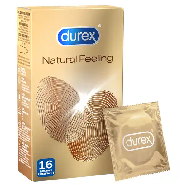 Durex Natural Feeling Kondome: Цвет: Produktbeschreibung und details Die Durex Natural Feeling Kondome werden aus Polyisopren hergestellt und sind somit speziell fr Personen geeignet die allergisch gegen Latex und Latexproteine sind Durch das Real Feel Material fhlt es sich an als wrde man kein Kondom tragen  fr ein natrliches Haut an Haut Gefhl Durch ihre anatomische Passform haben sie zudem einen besonders komfortablen Sitz Dank unseres Herstellungsverfahrens riechen die Kondome auerdem angenehm Kennst du deine nominale Breite Damit ihr auch immer gut geschtzt seid ist es wichtig die richtige Kondomgre zu verwenden Ein zu groes Kondom kann abrutschen ein zu kleines Kondom kann platzen Denn jeder Mensch ist anders aber ein Kondom sollte fr alle stets bequem und vor allem sicher sein Die Durex Natural Feeling Kondome haben eine nominale Breite von  mm eine glatte anatomische Form mit Reservoir sind transparent und mit Silikongleitgel befeuchtet Sofort startklar Wir sorgen dafr dass jedes Kondom in jeder einzelnen Folie immer gleich herum liegt Dabei dient das Durex Logo auf der Folie als Orientierung Damit du also das Kondom immer direkt richtig herum aus der Folie nimmst halte die Folie beim ffnen mit dem Durex Logo nach unten und entnimm das Kondom Durex  DIE KONDOMMARKE NR Wir stehen fr echten sich gut anfhlenden und befriedigenden Sex  berall und zu jeder Zeit Deshalb vertrauen uns Millionen Konsumenten weltweit jeden Tag seit ber  Jahren Also wie auch immer du heute noch Sex haben willst denke an den richtigen Schutz  latexfreie Kondome aus Polyisopren fr ein natrliches HautanHaut Gefhl glatte anatomische Passform mit Reservoir nominale Breite  mm transparent und befeuchtet mit Silikongleitgel dermatologisch getestet und   elektronisch geprft Kontaktdaten Reckitt Benckiser Deutschland GmbH Darwinstr   Heidelberg Anwendung und Gebrauch Bitte die Anwendungshinweise auf der Packung vor der Verwendung sorgfltig durchlesen Damit du das Kondom immer gleich richtig herum aus der Folie nimmst halte die Folie beim ffnen mit dem Durex Logo nach unten Alle Durex Kondome knnen zusammen mit Durex Gleitgelen verwendet werden  das Gel wird einfach auen auf das bereits angelegte Kondom aufgetragen Gebrauch Aufbewahrung und Verwendung Aufbewahrungs und Verwendungsbedingungen Khl und trocken lagern vor direkter Sonneneinstrahlung schtzen Inhaltsstoffe Polyisopren Warnhinweise und wichtige Hinweise Warnhinweise Bitte beachte die Informationen auf der Innenseite dieser Packung insbesondere wenn du Kondome fr Anal oder Oralsex benutzt Denke daran dass keine Verhtungsmethode zu   vor Schwangerschaft HIV oder sexuell bertragbaren Krankheiten schtzt Auerhalb der Reichweite von Kindern aufbewahren Konformittserklrung Konformittserklrung Laden Sie das Dokument zum Produkt als PDF herunter
https://www.rossmann.de/de/gesundheit-durex-natural-feeling-kondome/p/4002448154778