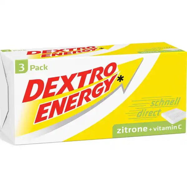 Dextro Energy Dextrosetfelchen Zitrone amp Vitamin C: Цвет: https://www.rossmann.de/de/gesundheit-dextro-energy-dextrosetaefelchen-zitrone-und-vitamin-c/p/0000040468280
Produktbeschreibung und details DEXTRO ENERGY Zitrone  Vitamin C er Pack g enthlt Kohlenhydrate Lebensmittelunternehmer Name Dextro Energy GmbH ampamp Co KG Adresse Postfach   D Krefeld Rechtlich vorgeschriebene Produktbezeichnung Energieliefernde Dextrosetfelchen mit ZitronenGeschmack und Vitamin C Zutaten Dextrose   Maltodextrin Suerungsmittel Citronensure Trennmittel Magnesiumsalze der Speisefettsuren Aroma Vitamin C Nhrwerte Durchschnittliche Nhrwertangaben pro  g Energie  kj   kcal Fett amplt  g davon  gesttigte Fettsuren amplt  g Kohlenhydrate  g davon  Zucker  g Eiwei  g Salz  g NRV Vitamin C  mg