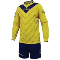 Givova Football Kit Keeper's Jersey with Short Kit Sanchez yellow / navy: Цвет: Brand: Givova Material: 100% polyester Brand logo processed under the neckline, both sleeves and both pants legs V-neck breathable material integrated protective pads in the elbow and hip area elastic cuffs, trousers and hem convenient fit pleasant wearing comfort NEW, with label &amp; original packaging
https://www.sportspar.com/givova-football-kit-keeper-s-jersey-with-short-kit-sanchez-yellow/navy