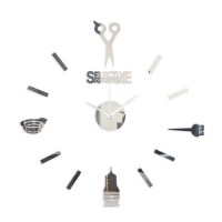 Часы-наклейка, серия: DIY, "Парикмахер", d-45 см, сек. стрелка 12 см, 1 АА, серебро: 
