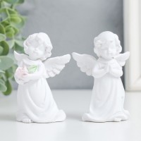 Сувенир полистоун "Малышка-ангелок" белоснежный МИКС 4,5х3,5х8 см: 