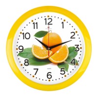 Часы настенные, интерьерные: Кухня, "Апельсин", d-29 см, корпус желтый: 