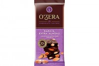 «OZera», шоколад горький с цельным миндалем Dark & Extra Almond, 90г: 