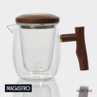 Чайник стеклянный заварочный с ситом Magistro «Лофт» 400 мл, 15?9?11,5 см: Цвет: Стеклянный чайник-заварник - это прекрасный выбор для любителей чая и эстетики. Изготовлен из прочного боросиликатного стекла, он устойчив к высоким температурам и не впитывает запахи. Благодаря прозрачному корпусу, вы можете наблюдать за процессом заваривания чая, контролируя насыщенность и цвет напитка. Чайник имеет удобный носик для наливания и крышку, которая плотно закрывается и предотвращает проливание.</p><b>Преимущества товара:</b><ol><li>Изготовлен из боросиликатного стекла, устойчивого к высоким температурам.</p></li><li>Обладает прозрачностью, позволяющей наблюдать за процессом заваривания.</p></li><li>Имеет удобный носик и плотно закрывающуюся крышку для предотвращения проливания.</p></li></ol>
: Magistro
: Китай
