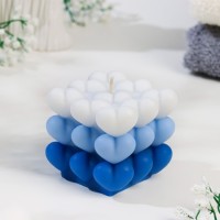 Свеча фигурная "Бабл Сердце", 6х6 см, бело-голубая: 