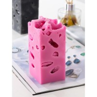 Свеча ароматическая декоративная "Ажурная", розовый, 6х6х12 см, пион: 