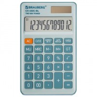Калькулятор карманный BRAUBERG CX-102C-BL (76x126 мм), 12 разрядов, двойное питание, ГОЛУБОЙ, 272649: Цвет: Карманный калькулятор BRAUBERG CX-102C-BL – компактный и надежный помощник в работе и учебе. Его удобно использовать в офисе, школе и в быту.
: BRAUBERG
: Китай
: Техника для офиса
: Калькуляторы
: Калькуляторы карманные
Калькулятор производит все основные арифметические действия, вычисление с памятью, расчет наценки, вычисление с процентами, возведение в степень и извлечение квадратного корня. Дополнительно оснащен режимами автоматического просмотра операций, общего суммирования, коррекции. Вводимые данные и результаты вычислений хорошо видно на контрастном дисплее. Калькулятор имеет увеличенное число разрядов. Калькулятор оборудован встроенным аккумулятором и солнечной батареей, что позволяет долгие годы производить всевозможные расчеты, оборудован функцией автоматического отключения (через 8-10 минут бездействия), что позволяет максимально продлить срок службы без замены батареи.Размер – 126x76 мм. Гарантия – 10 лет.