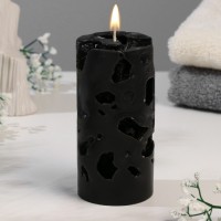 Свеча ароматическая декоративная "Ажурная", черный, 6х13 см, кожа и печенье: 