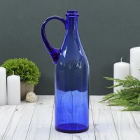 Бутыль "Литр Руч. 1л." d(дна)=9см H=32cм. из синего стекла (без декора): 