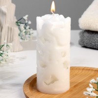 Свеча ароматическая декоративная "Ажурная", белый, 6х12 см, чистый хлопок: 