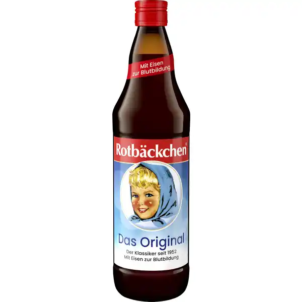 Rotbckchen Das Original Saft: Цвет: https://www.rossmann.de/de/gesundheit-rotbaeckchen-das-original-saft/p/4004194008404
Produktbeschreibung und details Rotbckchen steht seit  fr gesunde Sfte Eisen trgt zur normalen Bildung von roten Blutkrperchen und Hmoglobin sowie zu einem normalen Sauerstofftransport im Krper bei Vitamin C erhht die Eisenaufnahme pfandfrei Lebensmittelunternehmer Name Haus Rabenhorst Adresse D UnkelRhein UrsprungslandHerkunftsort Deutschland Rechtlich vorgeschriebene Produktbezeichnung Saft aus  Mehrfruchtsaft und  Honig angereichert mit EisenIIgluconat Zutaten Roter Trauben Apfel weier Trauben Orangensaft Acerolamark Brombeer Kirschsaft Honig  EisenIIgluconat Nhrwerte Durchschnittliche Nhrwertangaben pro  ml Energie  kj   kcal Fett amplt  g davon  gesttigte Fettsuren amplt  g Kohlenhydrate  g davon  Zucker  g Ballaststoffe amplt  g Eiwei amplt  g Salz  g NRV Eisen  mg   Vitamin C  mg   Anwendung und Gebrauch Bitte vor dem ffnen die Flasche schtteln Eine Tagesportion   ml deckt die Referenzmenge an Vitamin C und Eisen jeweils zu  Gebrauch Aufbewahrung und Verwendung Aufbewahrungs und Verwendungsbedingungen Bitte vor dem ffnen die Flasche schtteln Die angebrochene Flasche stets verschieen und im Khlschrank aufbewahren Innerhalb von  Tagen aufbrauchen Warnhinweise und wichtige Hinweise Warnhinweise Wir empfehlen eine ausgewogene Ernhrung und eine gesunde Lebensweise