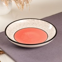 Тарелка "Персия", глубокая, керамика, розовая, 20 см, 550 мл, Иран: Цвет: Керамическая тарелка данной серии - это отличный вариант для тех, кто хочет создать уютную атмосферу за столом, порадовать своих близких красивым обедом и ужином.<h3>Она имеет ряд преимуществ:</h3><ul><li>выполнена из высококачественной керамики, что обеспечивает прочность и долговечность;керамика является экологически чистым материалом, не содержит вредных веществ;легко моется;форма тарелки позволяет красиво оформить блюда и сделать подачу более привлекательной.</li></ul><h3>Эксплуатация:</h3><ul><li>керамическую посуду можно использовать только для запекания блюда в печи, духовке. На открытый огонь (газовую, электрическую плиту с конфорками) ее ставить нельзя;нельзя подвергать керамическую посуду резким перепадам температуры (например, ставить керамический горшочек с помещенными внутрь продуктами для приготовления в раскаленную духовку);для мытья рекомендуется использовать горячую воду, пищевую соду или мягкие моющие средства;перед первым использованием керамическую посуду рекомендуется замочить в прохладной воде. Вода должна покрывать изделие целиком.</li></ul>
: Керамика ручной работы
: Иран
