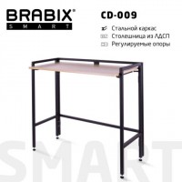 Стол BRABIX "Smart CD-009", 800х455х795 мм, ЛОФТ, складной, металл/ЛДСП дуб, каркас черный, 641874: Цвет: Функциональная, складная, лёгкая в сборке, надежная - всё это про "умную" мебель серии "Smart" BRABIX. Актуальный дизайн в стиле Лофт отлично впишется в интерьер дома и офиса. В комплекте со стеллажом можно организовать готовое решение рабочего места.
Прочный стальной каркас выполнен из профильных труб сечением 20х20 мм, 20х10 мм и круглой трубы диаметром 10 мм.Металлические части защищены стойким полимерным покрытием черного матового цвета.Складная конструкция каркаса обеспечивает дополнительное удобство эксплуатации - при необходимости стеллаж можно легко и быстро собрать и он не будет занимать много места.Столешница выполнена из ЛДСП с прочной кромкой ПВХ.Регулируемые опоры с пластиковыми накладками компенсируют неровности пола и защищают его от повреждений.Максимальная нагрузка на столешницу - 20 кг.Поставляется в разобранном виде в компактной картонной упаковке.