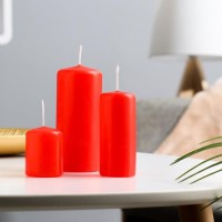 Набор свечей - цилиндров, набор 3 шт, красная (4х5 см, 4х9 см, 5х11,5 см): 