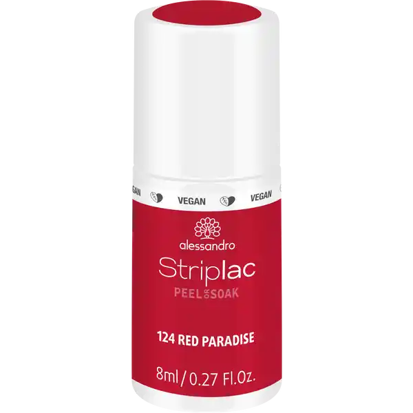 Alessandro STRIPLAC PEEL OR SOAK RED PARADISE -VEGAN: Цвет: Produktbeschreibung und details Jetzt wirds hei Der Peel or Soak Striplac in der Farbe Red Paradise macht Lust auf mehr  das dunkle RotOrange pulsiert quasi auf den NgelnDas Beste STRIPLAC ist VEGAN und TIERVERSUCHSFREILeichtes Auftragen keine Trocknungszeit und bis zu  Wochen Haltbarkeit Kein Problem Einfach eine Schicht Red Paradise Striplac auftragen und mit dem Top Coat versiegeln Dank der Peel or Soak Innovation lsst sich der Lack gleich auf zwei Weisen entfernen Mit dem PeelOff Aktivator kann der Lack mit Hilfe eines Hufstbchens in einer Schicht entfernt werden mit dem SoakOff Liquid wird dieser mit Hilfe der Folienpads sanft abgelst alessandro Striplac  fr Ngel wie aus dem Paradies in nur  MinutenProduktdetails Red Paradise Striplac in RotOrange Bis zu  Wochen Haltbarkeit Keine Trocknungszeit Schnelle PeelOff oder SoakOff Ablsung Schtzt und festigt den Naturnagel VEGAN und Tierversuchsfrei Hinweis Lack trocknet nicht ohne alessandro LEDLampeSchluss mit lstiger Trocknungszeit Farblack auftragen  Sekunden unter LED aushrten mit dem Top Coat versiegeln und weitere  Sekunden unter LED trocknen  fr ideale Ngel in  MinutenStriplac Peel or Soak  VEGAN ist das MustHave fr jede Frau die Wert auf schne Ngel legt Ngel wie aus dem Nagelstudio in etwa  Minuten Striplac ist ein einzigartiger Nagellack der wesentlich lnger hlt als herkmmlicher Nagellack  bis zu drei Wochen Hochglanz bis zum letzten Tag Striplac kann einfach und streifenfrei aufgetragen werden deckt bereits nach der ersten Anwendung ist kratz und splitterfest Keine lstige Trockenzeit denn Striplac hrtet in  Sekunden im LEDGert Das Ergebnis ist eine perfekte UVLEDManikre wie aus dem Nagelstudio Das Beste STRIPLAC ist VEGAN und TIERVERSUCHSFREIZum schnellen Ablsen gibt es zwei Mglichkeiten Schnelle PeelOff or SoakOff Lsung Durch den PeelOff Aktivator lsst sich der Striplac einfach vom Nagel abziehen oder Sie nutzen die SoakOff Remover Wraps zum Ablsen Der Lack ist mit beiden Lsungen rckstandslos zu entfernen Kontaktdaten alessandro International GmbH Erkrather Strae a  Dsseldorf Anwendung und Gebrauch Ngel polieren Ngel mit einer dnnen Farbschicht lackieren Lack fr  Sekunden unter der LEDLampe aushrten Ngel mit dem Striplac Top Coat lackieren  Unter der LEDLampe  Sekunden aushrten Entfetten der Ngel mit den Striplac Reinigungspads um die Schwitzschicht abzunehmen Fertig Ablsen Peel off Tragen Sie zur Untersttzung den Striplac Peel Off Aktivator auf die Nagelplatte auf und lassen Sie diesen einige Minuten einwirken Drcken Sie mit dem Hufstbchen den Lack seitlich vom Nagelrand an Ziehen Sie anschlieend den Lack in einer Schicht vom Nagel ab Soak off Tragen Sie eine geringe Menge des SoakOff Liquid auf die Folienpads auf Anschlieend legen Sie die getrnkte Padseite auf die Nagelplatte und pressen die Folie fest um den Finger damit die Pads die Nagelplatte mit Aceton befeuchten Lassen Sie die SoakOff Pads  Minuten einwirken und schon ist der Lack ab Gebrauch Aufbewahrung und Verwendung Aufbewahrungs und Verwendungsbedingungen WARNHINWEIS Hautkontakt vermeiden Anwendungshinweise bitte sorgfltig lesen Kann allergischeHautreaktionen verursachen Verursacht schwere Vertzungen der Haut und schwere AugenschdenNicht bei verletzten oder entzndeten Ngeln anwenden Bei Auftreten von Hautrtungen oder allergischenReaktionen Kontakt mit dem Produkt sofort einstellen und ggf Arzt aufsuchen Darf nicht in dieHnde von Kindern gelangen Inhaltsstoffe ALIPHATIC POLYESTERURETHANE ACRYLATE ALIPHATIC URETHANE ACRYLATE TRIETHYLENE GLYCOL DIMETHACRYLATE HEMA MALEATE ETHYL ACETATE BUTYL ACETATE ETHYL TRIMETHYLBENZOYL PHENYLPHOSPHINATE NITROCELLULOSE SILICA DIMETHYL SILYLATE LAURYL POLYNEOPENTYL GLYCOL ADIPATE PHTALATEPEI CROSSPOLYMERLAURYL POLYNEOPENTYL GLYCOL ADIPATE ACETYL TRIBUTYL CITRATE ISOPROPYL ALCOHOL PHOSPHORIC ACID POLYESTER ALUMINUM HYDROXIDE CI  ACRYLATES COPOLYMER TRIPROPYLENE GLYCOL DIACRYLATE DIMETHICONE CI  LAURIC ACID BIOTIN CAFFEINE BHT AQUA WATER CI  HYDROLYZED CORN PROTEIN HYDROLYZED SOY PROTEIN HYDROLYZED WHEAT PROTEIN PHOSPHORIC ACID COLOPHONIUM PHENOXYETHANOL MEK CI  Warnhinweise und wichtige Hinweise Warnhinweise WARNHINWEIS Hautkontakt vermeiden Anwendungshinweise bitte sorgfltig lesen Kann allergischeHautreaktionen verursachen Verursacht schwere Vertzungen der Haut und schwere AugenschdenNicht bei verletzten oder entzndeten Ngeln anwenden Bei Auftreten von Hautrtungen oder allergischenReaktionen Kontakt mit dem Produkt sofort einstellen und ggf Arzt aufsuchen Darf nicht in dieHnde von Kindern gelangen
https://www.rossmann.de/de/make-up-alessandro-striplac-peel-or-soak-red-paradise--vegan/p/4025087481241