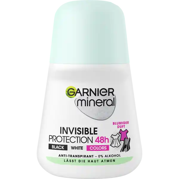 Garnier Mineral Invisible Black, White & Colors Roll-on Anti-Transpirant: Цвет: Produktbeschreibung und details Der Garnier Mineral Invisible Black White ampamp Colors Rollon sorgt fr einen  StundenDeoSchutz und verhindert dass sich DeoFlecken auf der Kleidung absetzen Gleichzeitig bietet das AntiTranspirant einen intensiven Schutz vor Achselnsse und Krpergeruch  bis zu  Stunden lang Die Formel des Rollons ist mit Mineralite angereichert So entsteht ein sehr langanhaltender und starker TrockenEffekt  fr ein frisches sauberes Hautgefhl Garnier Mineral Invisible Black White ampamp Colors Rollon klebt nicht und fhlt sich dank der leichten Emulsion angenehm auf der Haut an Mineralite  Perlite Kontaktdaten Garnier LOral TSA   St Ouen Cedex wwwgarnierde UrsprungslandHerkunftsort Frankreich Anwendung und Gebrauch Garnier Mineral Invisible Black White ampamp Colors RollonDeo mit dem Rollkopf auf die sauberen trockenen Achseln auftragen und anschlieend kurz trocknen lassen Gebrauch Aufbewahrung und Verwendung Aufbewahrungs und Verwendungsbedingungen Khl und trocken lagern Inhaltsstoffe AQUA  WATER  ALUMINUM CHLOROHYDRATE  DIMETHICONE  C ALCOHOLS  PARFUM  FRAGRANCE  STEARETHPEGHDI COPOLYMER  TETRASODIUM GLUTAMATE DIACETATE  PERLITE  C ALKYL GLUCOSIDE  PEG  PEG DILAURATE  PEG LAURATE  BENZYL ALCOHOL  CITRONELLOL  GERANIOL  ISOEUGENOL  LIMONENE  LINALOOL  IODOPROPYNYL BUTYLCARBAMATE FIL C
https://www.rossmann.de/de/pflege-und-duft-garnier-mineral-invisible-black-white-und-colors-roll-on-anti-transpirant/p/3600542227339