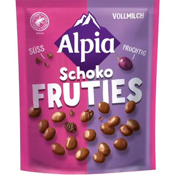 Alpia Schoko Fruties: Цвет: Produktbeschreibung und details Gekonnt kombiniert Alpia Schoko Fruties ist die kombinierte KnabberKreation Die saftigsen Rosinen sind von feiner Vollmilchschokolade umhllt die die getrockneten Frchte kstlich abrundet Die kleinen Leckerbissen zergehen auf der Zunge und bieten mit ihrem Kern die geschmackliche Abwechslung beim Naschen Lebensmittelunternehmer Name Stollwerck GmbH Adresse Am Stammgleis   Norderstedt wwwalpiade Testurteile Qualittssiegel ampamp Verbandszeichen Rechtlich vorgeschriebene Produktbezeichnung Rosinen   in Vollmilchschokolade Kakao   mindestens Zutaten Rosinen Zucker Kakaobutter Kakaomasse Voll MILCH pulver Mager MILCH pulver Smolkenpulver  MILCH  Butterreinfett  MILCH  Glukosesirup Emulgator Lecithine  SOJA  natrliches VanilleAroma Kann enthalten HASELNSSE  andere SCHALENFRCHTE  ERDNSSE  GLUTEN  Rainforest Alliancezertifiziert Nhrwerte Durchschnittliche Nhrwertangaben pro  g Energie  kj   kcal Fett  g davon  gesttigte Fettsuren  g Kohlenhydrate  g davon  Zucker  g Eiwei  g Salz  g Gebrauch Aufbewahrung und Verwendung Aufbewahrungs und Verwendungsbedingungen Bitte khl und trocken lagern
https://www.rossmann.de/de/lebensmittel-alpia-schoko-fruties/p/4001743760004