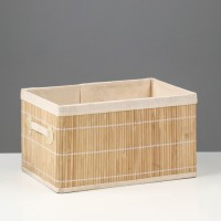 Короб складной для хранения, 20х30 см Н 17 см, бамбук, подкладка, ткань , микс: 