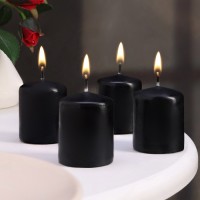 Набор свечей - цилиндров, 4х5 см, набор 4 шт, черная: 