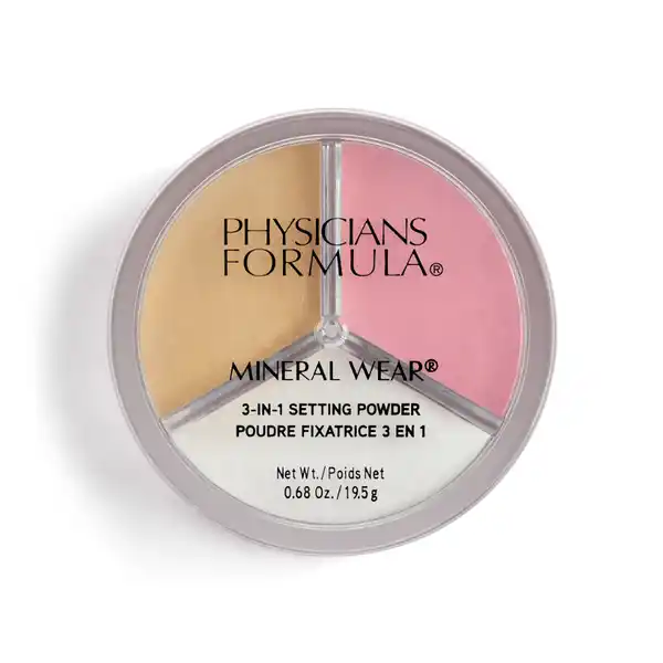 Physicians Formula Mineral Wear 3in1 setting Powder: Цвет: Produktbeschreibung und details MINERAL WEAR IN SETTING POWDER gleicht den Teint aus und garantiert ein angenehmes Tragegefhl fr alle Hauttypen Das Puder sorgt fr einen frischen strahlenden mattierten ebenmigen TeintCHARACTERISTICDas ultraleichte talcfreie MineralPuder mit drei separaten Farben basiert auf ausgewhlten natrlichen Inhaltsstoffen Mit Mineralpigmenten angereichert MINERAL WEAR IN SETTING POWDER gleicht den Teint aus und garantiert ein angenehmes Tragegefhl fr alle Hauttypen Kann allein oder nach dem flssigen Makeup aufgetragen werden und sorgt fr einen frischen strahlenden mattierten ebenmigen Teint Kontaktdaten embb EMPEAK MARKWINS BEAUTY BRANDS GmbH Ludwigstr   Mnchen UrsprungslandHerkunftsort USA Anwendung und Gebrauch Mit einem Pinsel auftragen Kann alleine oder zusammen verwendet werden Inhaltsstoffe BAKEINGREDIENTS CALCIUM ALUMINUM BOROSILICATE SILICA KAOLIN CAPRYLYL GLYCOL PHENOXYETHANOL WATEREAU IRON OXIDES CI  CI  CI  TITANIUM DIOXIDE CI  ABRIGHTINGREDIENTS CALCIUM ALUMINUM BOROSILICATE SILICA CAPRYLYL GLYCOL PHENOXYETHANOL SYNTHETIC FLUORPHLOGOPITE TIN OXIDE CARMINE CI  MICA RED  CI  TITANIUM DIOXIDE CI  BSETINGREDIENTS CALCIUM ALUMINUM BOROSILICATE SILICA CAPRYLYL GLYCOL PHENOXYETHANOL MICA C
https://www.rossmann.de/de/make-up-physicians-formula-mineral-wear-3in1-setting-powder/p/0044386116504