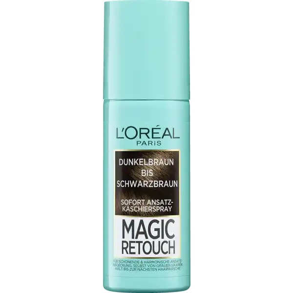 LOral Paris Magic Retouch AnsatzKaschierspray Dunkelbraun bis Schwarzbraun: Цвет: Produktbeschreibung und details LOreal Paris Magic Retouch AnsatzKaschierspray Dunkelbraun bis Schwarzbraun eignet sich fr dunkelbraunes bis schwarzbraunes Haar und kaschiert selbst graue Haaranstze in nur  Sekunden Der Mix aus facettenreichen Pigmenten passt sich harmonisch den Lngen der Haare an  fr stufenlose bergnge Mit diesem handlichen Helfer sind spontane wichtige Verabredungen kein Problem Einfach Dose kurz schtteln sprhen und der Haaransatz ist kaschiertDie Farbe hlt zuverlssig bis zur nchsten Haarwsche  und auch Schwei feuchtes Wetter oder Styling knnen ihr nichts anhaben Das Ansatzspray knnen Sie auf allen Haarfarben und Colorationsmarken anwenden sogar auf SalonfarbenAuerdem lt sich mit dem LOreal Paris Magic Retouch AnsatzKaschierspray Dunkelbraun bis Schwarzbraun die berbrckung bis zur nchsten Coloration optimal gestalten Dank der schonenden Formulierung ohne Ammoniak kann es tglich verwendet werden ohne das Haar zu schdigenUm Ihrer Frisur ein passendes Finish zu geben eignet sich das LOreal Paris Elnett de Luxe Haarspray Color Schutz Es erhlt die Farbfrische und schenkt Halt ohne zu verkleben Kontaktdaten LOral Paris TSA   ST OUEN CEDEX FR wwwlorealparisde UrsprungslandHerkunftsort Belgien Anwendung und Gebrauch Das LOreal Paris Magic Retouch AnsatzKaschierspray Dunkelbraun bis Schwarzbraun ist ganz einfach anzuwendenUm die richtigen Stellen zu kaschieren die Haare zuerst wie gewnscht stylen Dann die Magic RetouchDose kurz schtteln und mit ca  cm Abstand in einer gleichmigen Bewegung  Mal ber den Ansatz sprhen Die Dose dabei von oben seitlich ber den Ansatz halten Das Gesicht dabei gegebenenfalls mit der freien Hand schtzen Die Farbe ist mit Wasser und Seife problemlos von der Haut abwaschbarZum Schluss die Farbe fr eine Minute trocknen lassen Gebrauch Aufbewahrung und Verwendung Aufbewahrungs und Verwendungsbedingungen Entzndbares Aerosol Behlter steht unter Druck Kann bei Erwrmung bersten Von Hitze heien Oberflchen Funken offenen Flammen und anderen Zndquellen fernhalten Nicht rauchen Nicht gegen offene Flamme oder andere Zndquelle sprhen Nicht durchstechen oder verbrennen auch nicht nach Gebrauch Vor Sonnenbestrahlung schtzen Nicht Temperaturen ber C aussetzen Darf nicht in die Hnde von Kindern gelangen Nicht in die Augen oder auf irritierte Haut sprhen Nicht absichtlich einatmen Benutzung ausschlielich gem Verwendungszweck Nicht in einem schlecht belfteten Raum benutzen Nur entleerte Dosen in die Wertstoffsammlung geben Inhaltsstoffe   INGREDIENTS ISOBUTANE  ETHYL TRISILOXANE  CI  CI  CI   IRON OXIDES  TRIMETHYLSILOXYSILICATE  TRIETHOXYCAPRYLYLSILANE  METHYL TRIMETHICONE FIL C Warnhinweise und wichtige Hinweise Warnhinweise GEFAHR EXTREM ENTZNDBARES AEROSOL Behlter steht unter Druck Kann bei Erwrmung bersten Von Hitze heien Oberflchen Funken offenen Flammen und anderen Zndquellen fernhalten Nicht rauchen Nicht gegen offene Flamme oder andere Zndquelle sprhen Nicht durchstechen oder verbrennen auch nicht nach Gebrauch Vor Sonnenbestrahlung schtzen Nicht Temperaturen ber  C aussetzen Darf nicht in die Hnde von Kindern gelangen Nicht in die Augen oder auf irritierte Haut sprhen Nicht absichtlich einatmen Benutzung ausschlielich gem Verwendungszweck Nicht in einem schlecht belfteten Raum benutzen Nur entleerte Dosen in die Wertstoffsammlung geben Nicht in Richtung Gesicht und Augen sprhen Bei Kontakt mit den Augen gut aussplen Nicht einatmen  Mund whrend der Anwendung schlieen
https://www.rossmann.de/de/pflege-und-duft-loreal-paris-magic-retouch-ansatz-kaschierspray-dunkelbraun-bis-schwarzbraun/p/3600523193196