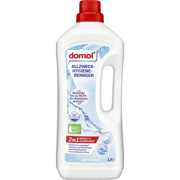 domol Allzweck-Hygienereiniger: Цвет: https://www.rossmann.de/de/haushalt-domol-allzweck-hygienereiniger/p/4305615783284
Produktbeschreibung und details Freuen Sie sich auf ein hygienisch sauberes Zuhause Der domol AllzweckHygienereiniger sorgt fr hygienische Sauberkeit und strahlenden Glanz auf allen abwaschbaren Oberflchen Er entfernt zuverlssig Fett Schmutz und Seifenreste sowie  der Bakterien und speziellen Viren Schlechte Gerche werden neutralisiert beiseitigt bis zu  der Bakterien und Viren in reinigt ampamp desinfiziert entfernt hartnckigen Schmutz und Seifenreste hohe Fettlsekraft fr strahlenden Glanz spezielle Viren Kontaktdaten Dirk Rossmann GmbH Isernhgener Str   Burgwedel wwwrossmannde     UrsprungslandHerkunftsort Hergestellt in Deutschland Testurteile Qualittssiegel ampamp Verbandszeichen Anwendung und Gebrauch leichte Verschmutzung  Verschlusskappen  ml auf  Liter Wasser geben starke Verschmutzung  Verschlusskappen  ml auf  Liter Wasser geben zur Desinfektion domol AllzweckHygienereiniger unverdnnt auftragen Mindestens  Minuten einwirken lassen und grndlich mit einem feuchten sauberen Tuch nachwischen oder mit Wasser absplen Gebrauch Aufbewahrung und Verwendung Aufbewahrungs und Verwendungsbedingungen Darf nicht in die Hnde von Kindern gelangen Inhaltsstoffe Unter  nichtionische Tenside kationische Tenside Enhlt Desinfektionsmittel pro g Flssigkonzentrat g quaternre Ammoniumverbindungen BenzylCalkyldimethyl Chloride Duftstoffe Warnhinweise und wichtige Hinweise BiozidHinweis Biozidprodukte vorsichtig verwenden Vor Gebrauch stets Etikett und Produktinformationen lesen BiozidNr N Warnhinweise GEFAHR Verursacht Hautreizungen Verursacht schwere Augenschden Schdlich fr Wasserorganismen mit langfristiger Wirkung Enthlt Isotridecanol ethoxyliert und Quaternre Ammoniumverbindungen BenzylCalkyldimethyl Chloride Ist rztlicher Rat erforderlich Verpackung oder Kennzeichnungsetikett bereithalten Freisetzung in die Umwelt vermeiden SchutzhandschuheAugenschutzGesichtsschutz tragen BEI BERHRUNG MIT DER HAUT Mit viel Wasser und Seife waschen Sofort GIFTINFORMATIONSZENTRUMArztHersteller anrufen BEI KONTAKT MIT DEN AUGEN Einige Minuten lang behutsam mit Wasser splen Eventuell vorhandene Kontaktlinsen nach Mglichkeit entfernen Weiter splen InhaltBehlter zugelassenem Entsorger oder kommunaler Sammelstelle zufhren Materialvertrglichkeit an unaufflliger Stelle berprfen Auf gestrichenen und lackierten Oberflchen Laminat Linoleum und Holz nur verdnnt anwenden Nicht geeignet fr unbehandelte und unversiegelte Oberflchen sowie Teppiche Polstermbel Stoffe und Elektrogerte wie z B LCDBildschirme Kaffeeautomaten Detergenzienblatt Detergenzienblatt Laden Sie das Dokument zum Produkt als PDF herunter