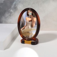 Зеркало складное - подвесное «Овал», двустороннее, с увеличением, зеркальная поверхность 8 ? 12 см, цвет «янтарный»: 