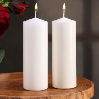 Набор свечей цилиндров, 5х15 см, 2 шт, белая: 