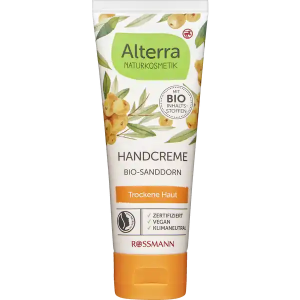 Alterra NATURKOSMETIK Handcreme Bio-Sanddorn: Цвет: Produktbeschreibung und details Intensiv pflanzliche Handpflege Weiterfhrende Informationen zum Thema Klimaneutralitt finden Sie unter rossmanndeklimaneutral und unter climatepartnercom Kontaktdaten Dirk Rossmann GmbH Isernhgener Strae   Burgwedel wwwrossmannde UrsprungslandHerkunftsort Deutschland Testurteile Qualittssiegel ampamp Verbandszeichen Inhaltsstoffe AQUA HELIANTHUS ANNUUS SEED OIL GLYCERIN ALCOHOL GLYCERYL STEARATE CITRATE CETEARYL ALCOHOL HYDROGENATED VEGETABLE GLYCERIDES COCOCAPRYLATE DECYL OLEATE ARGANIA SPINOSA KERNEL OIL BUTYROSPERMUM PARKII BUTTER HIPPOPHAE RHAMNOIDES FRUIT OIL TOCOPHEROL GLYCERYL CAPRYLATE SODIUM CETEARYL SULFATE XANTHAN GUM SCLEROTIUM GUM LEVULINIC ACID SODIUM LEVULINATE SODIUM HYDROXIDE PARFUM LIMONENE CITRONELLOL LINALOOL CITRAL from certified organic agriculture from natural essential oils Hilfsstoffe fr eine gute Produktperformance
https://www.rossmann.de/de/pflege-und-duft-alterra-naturkosmetik-handcreme-bio-sanddorn/p/4305615780771