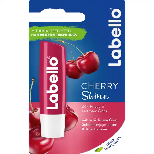 Labello Lippenpflegestift Cherry Shine: Цвет: Produktbeschreibung und details Verwhnen Sie Ihre Lippen mit Labello Cherry Shine Die Formel mit natrlichen len Schimmerpigmenten und Kirscharoma spendet h Pflege verleiht einen zartroten Glanz und umhllt Ihre Lippen mit einem aufregend fruchtigen Duft Cherry Shine lsst sich gleichmig und leicht auftragen sodass kein Spiegel erforderlich ist Labello Cherry Shine Lippen lieben Labello h Pflege ampamp zartroter Glanz mit natrlichen len Schimmerpigmenten ampamp Kirscharoma ohne Mineralle mit Inhaltsstoffen natrlichen Ursprungs Hautvertrglichkeit dermatologisch besttigt  klinisch getestet Kontaktdaten Beiersdorf AG D Hamburg wwwlabellode   Anwendung und Gebrauch Der Lippenpflegestift kann mehrmals tglich zur Pflege der Lippen verwendet werden Inhaltsstoffe Octyldodecanol Ricinus Communis Seed Oil Cera Alba Cocoglycerides BisDiglyceryl Polyacyladipate Butyrospermum Parkii Butter Helianthus Annuus Seed Cera Hydrogenated Castor Oil Aroma Persea Gratissima Oil Simmondsia Chinensis Seed Oil Prunus Cerasus Juice Tocopherol Ascorbyl Palmitate Aqua Propylene Glycol Mica Silica BHT Limonene Eugenol CI  CI CI  CI
https://www.rossmann.de/de/pflege-und-duft-labello-lippenpflegestift-cherry-shine/p/4005900560391