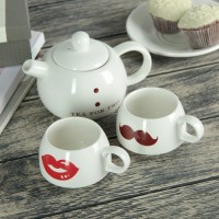 Набор керамический чайный «Чай для двоих», 3 предмета: чайник 400 мл, 2 чашки 200 мл: 